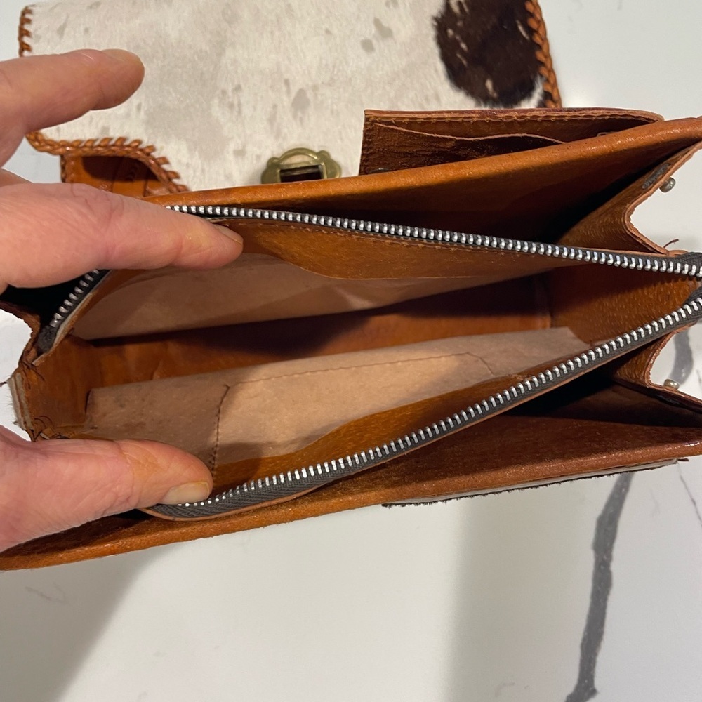 Cowhide Leather Clutch with Brown Accents - Picture 11 of 12